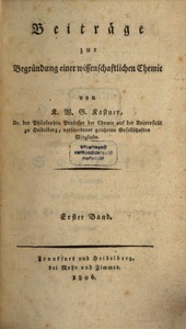 Beiträge zur Begründung einer wissenschaftlichen Chemie